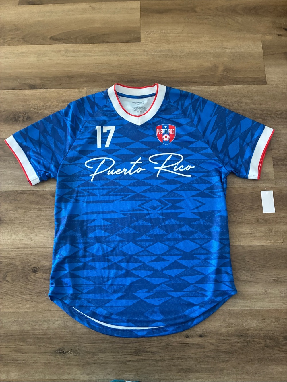 NWT Bioworld Puerto Rico Blue Soccer Jersey #17 Adult Unisex Athletic Shirt